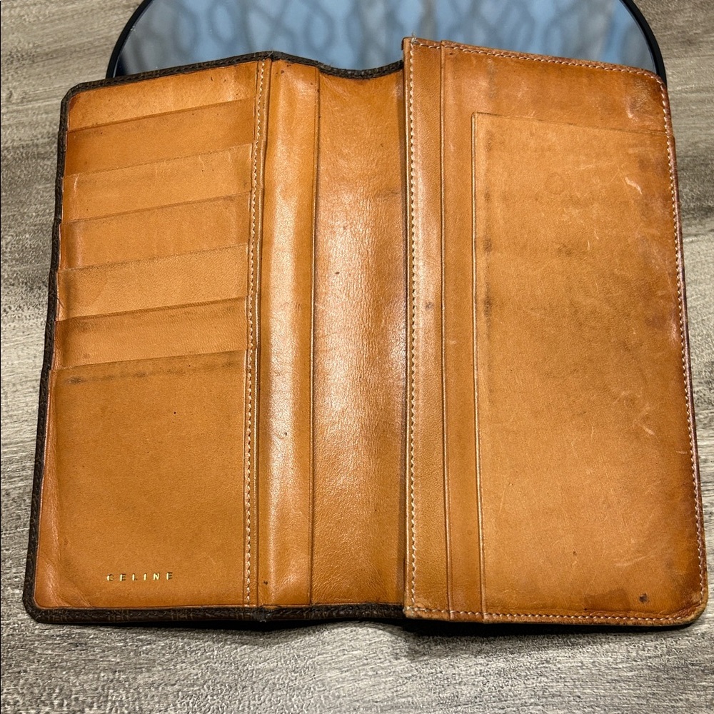 103. Celine Brown Macadam Leather Wallet, COA - Picture 9 of 15